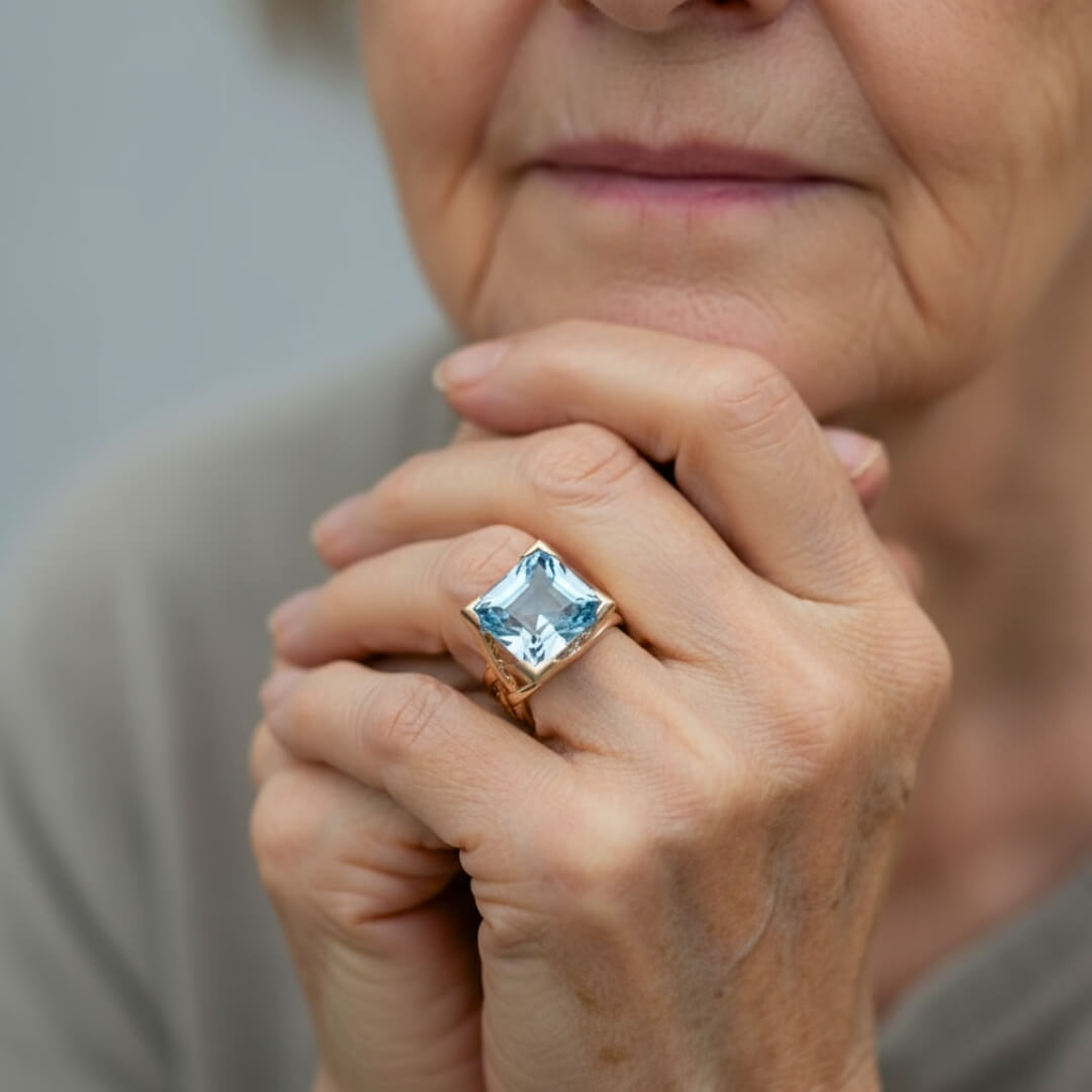 Blue Topaz Gold Statement Ring Susan Rose Jewelry