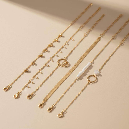 Layered Gold Charm Bracelet Set Emma & Noah Jewelry