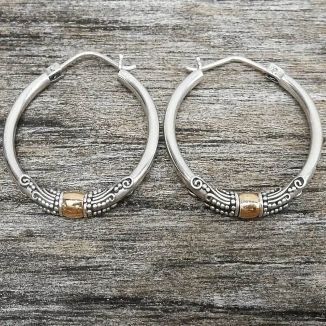 Sterling Silver Bali Hoop Earrings Diane Jewelry