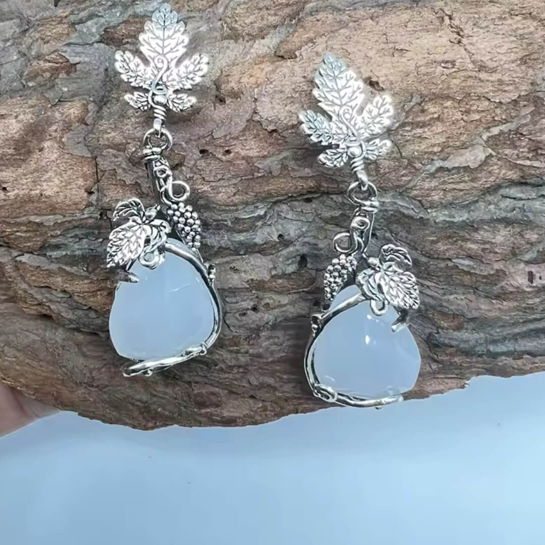 Vintage Leaf Drop Dangle Earrings - Diane Jewelry
