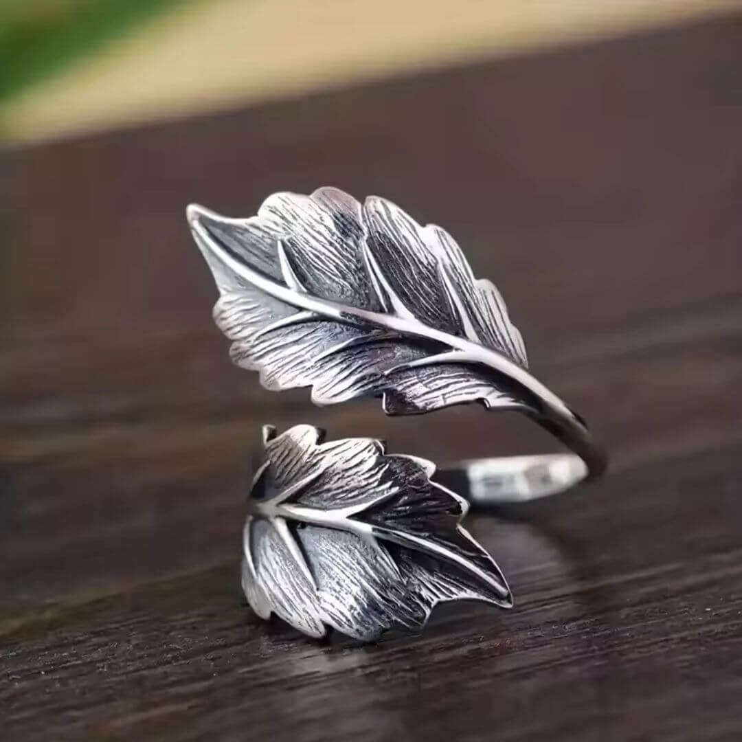 Vintage Silver Double Leaf Ring - Diane Jewelry