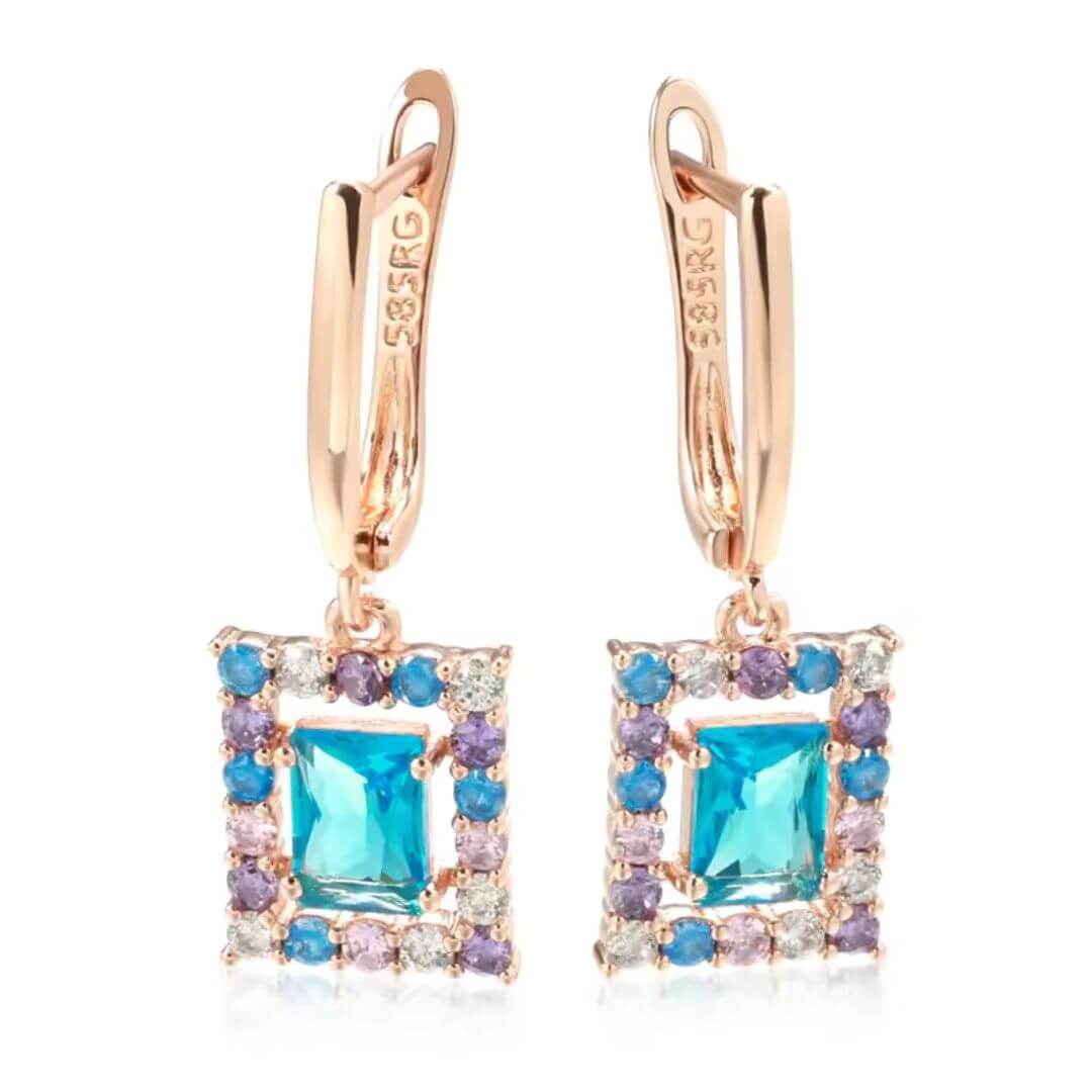 Blue Crystal Drop Earrings Women - Diane Jewelry