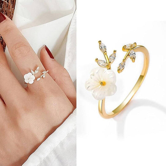 Rose Gold Floral Adjustable Ring - Diane Jewelry