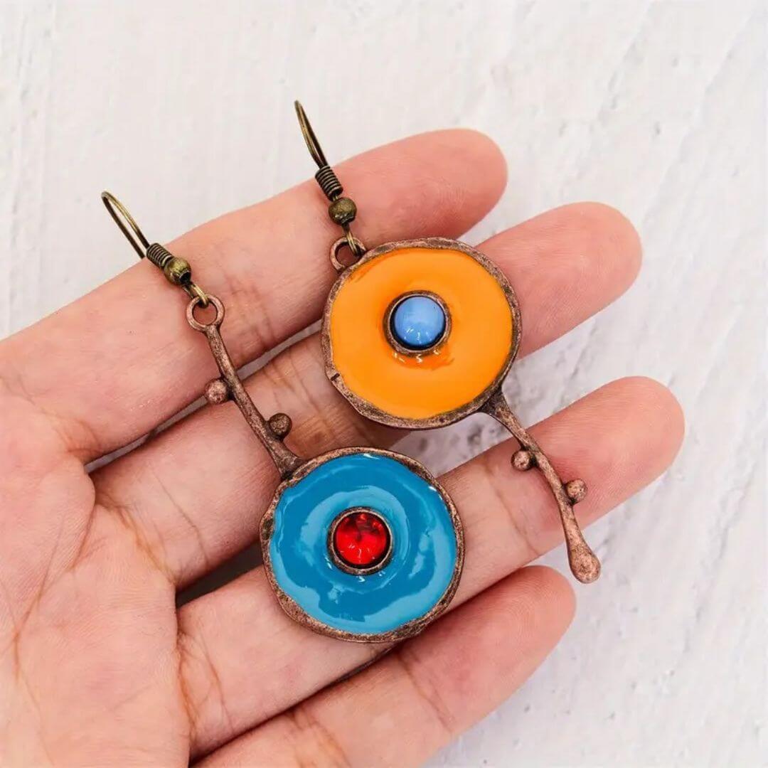 Boho Mismatched Enamel Drop Earrings - Diane Jewelry