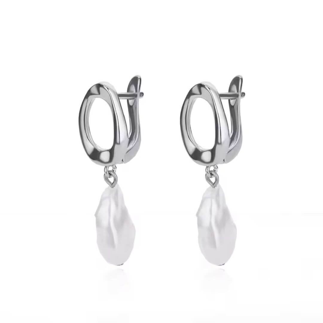 Silver Baroque Pearl Drop Earrings - Diane Jewelry