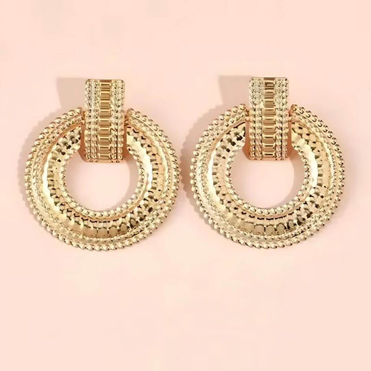 Chunky Gold Statement Circle Earrings - Diane Jewelry