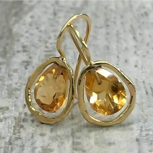 Citrine Teardrop Dangle Earrings Women - Diane Jewelry