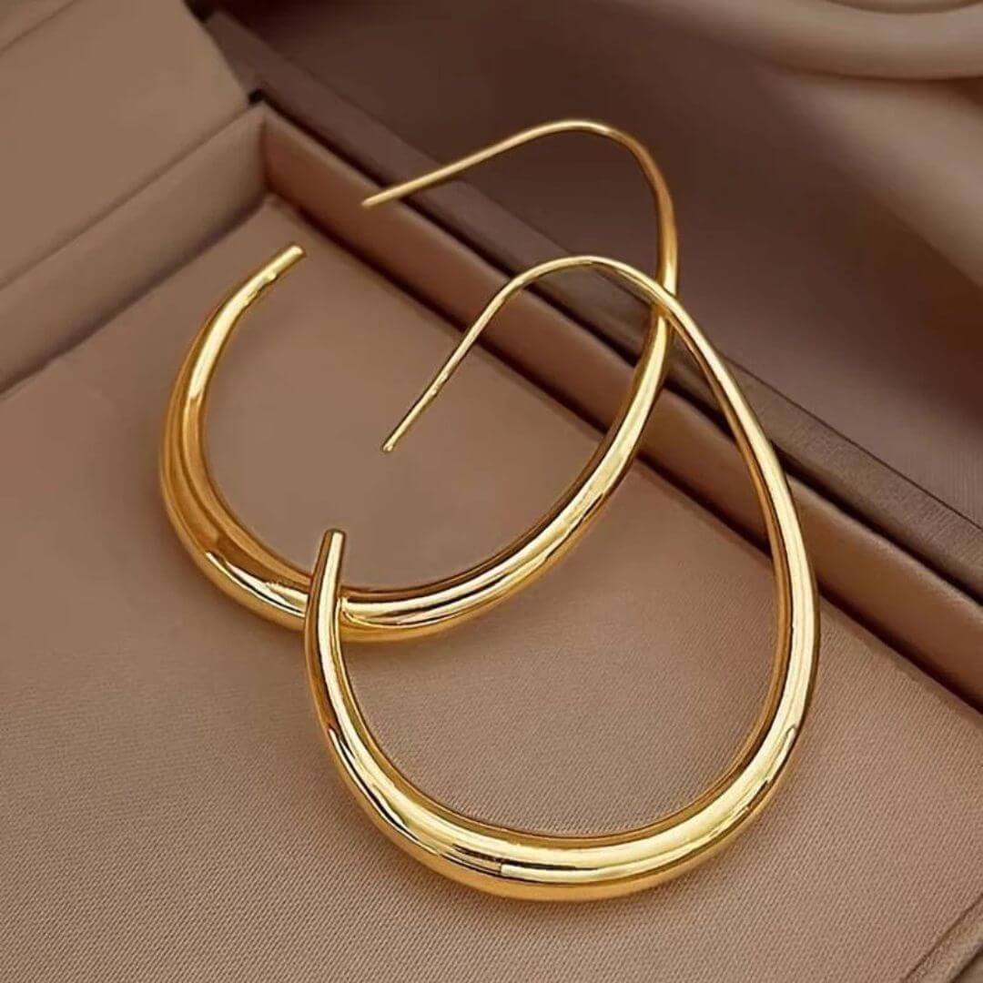 Gold Teardrop Hoop Statement Earrings - Diane Jewelry