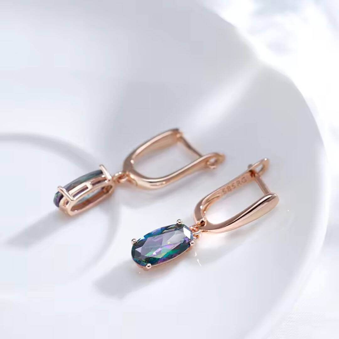 Rose Gold Oval Drop Earrings - Diane Jewelry