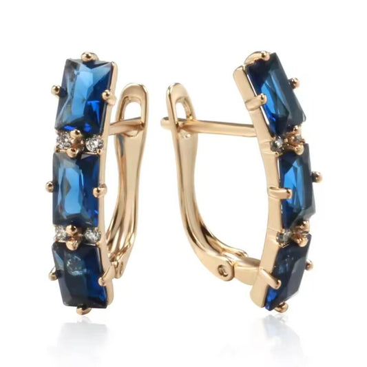 Green Gemstone Gold Hoop Earrings - Diane Jewelry