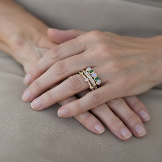 Gold Emerald Opal Stacking Rings Emma & Noah Jewelry