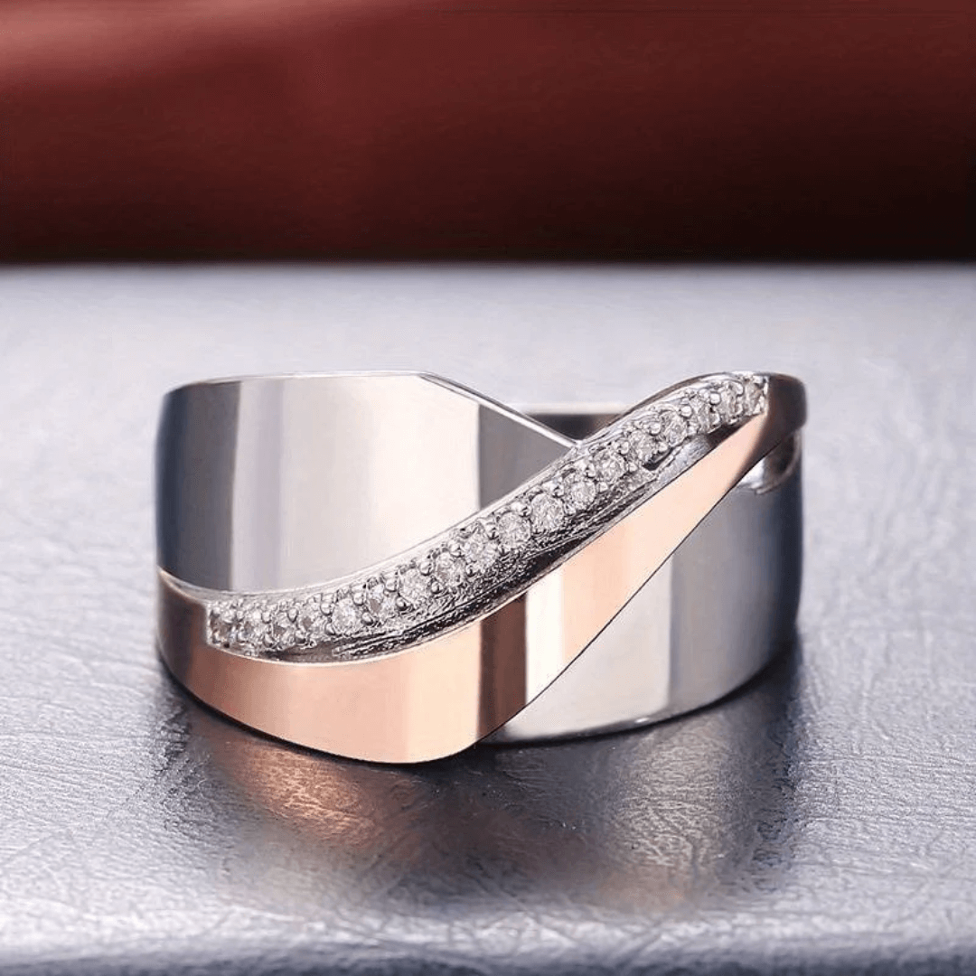 Two Tone Diamond Band Ring Emma & Noah Jewelry