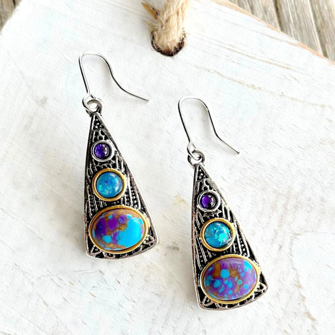 Bohemian Vintage Silver Dangle Earrings - Diane Jewelry