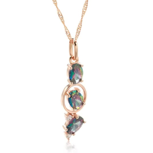 Iridescent Crystal Drop Pendant Necklace - Diane Jewelry