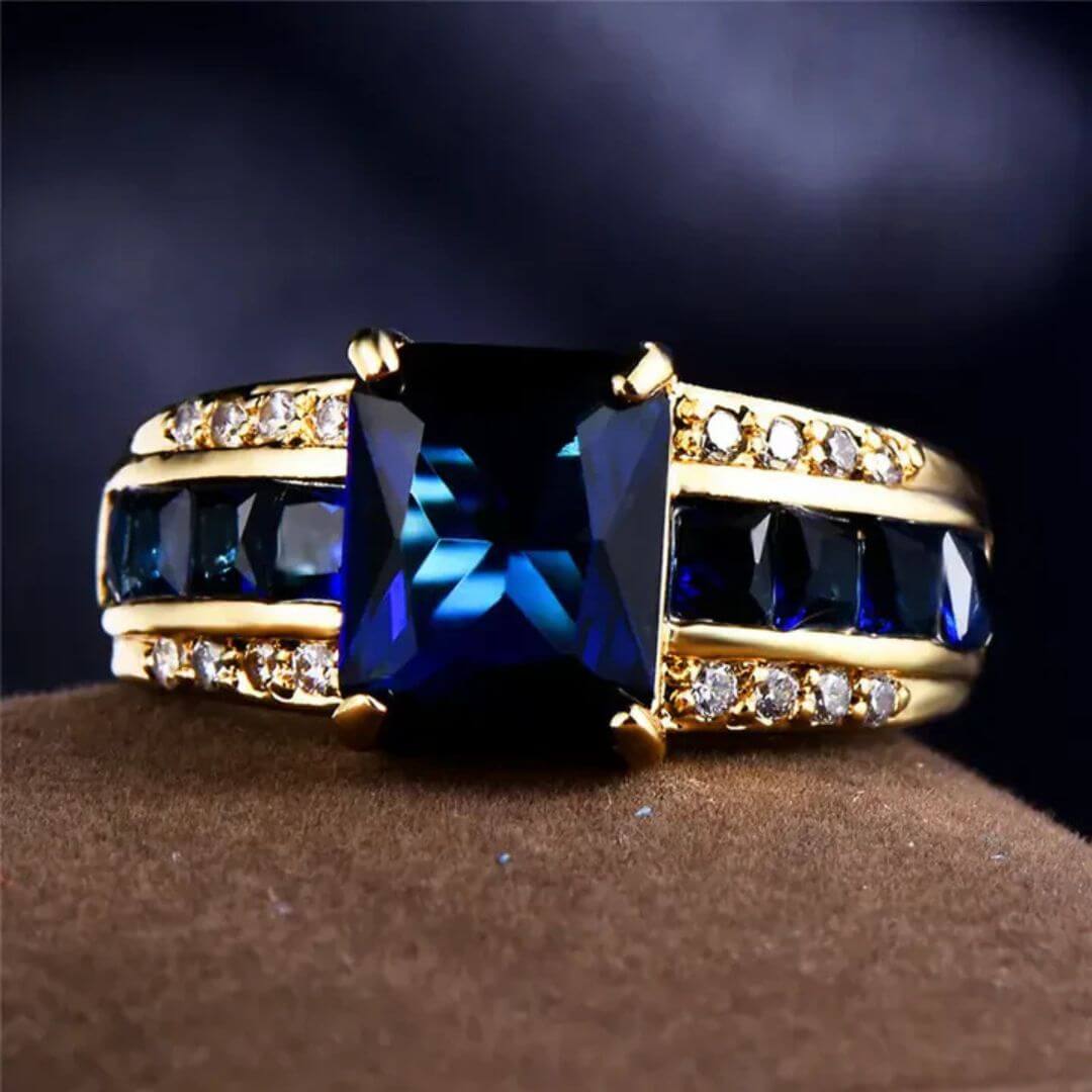 Blue Sapphire Gold Cocktail Ring - Diane Jewelry
