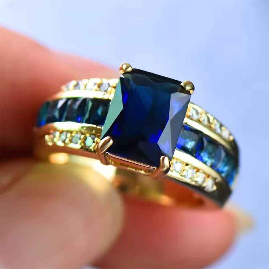 Blue Sapphire Gold Cocktail Ring - Diane Jewelry