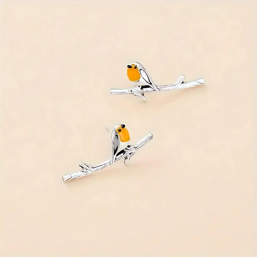 Yellow Robin Bird Stud Earrings - Diane Jewelry