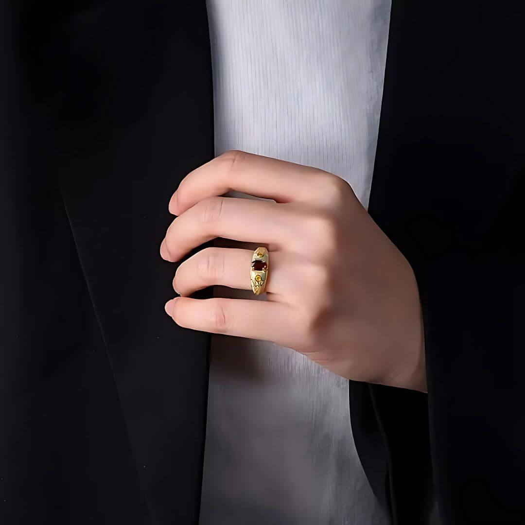 Vintage Enamel Gemstone Ring Silver - Diane Jewelry