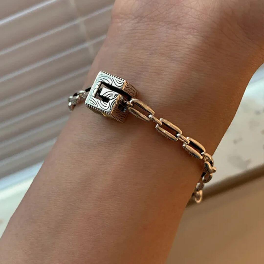 Chunky Geometric Silver Chain Bracelet - Diane Jewelry