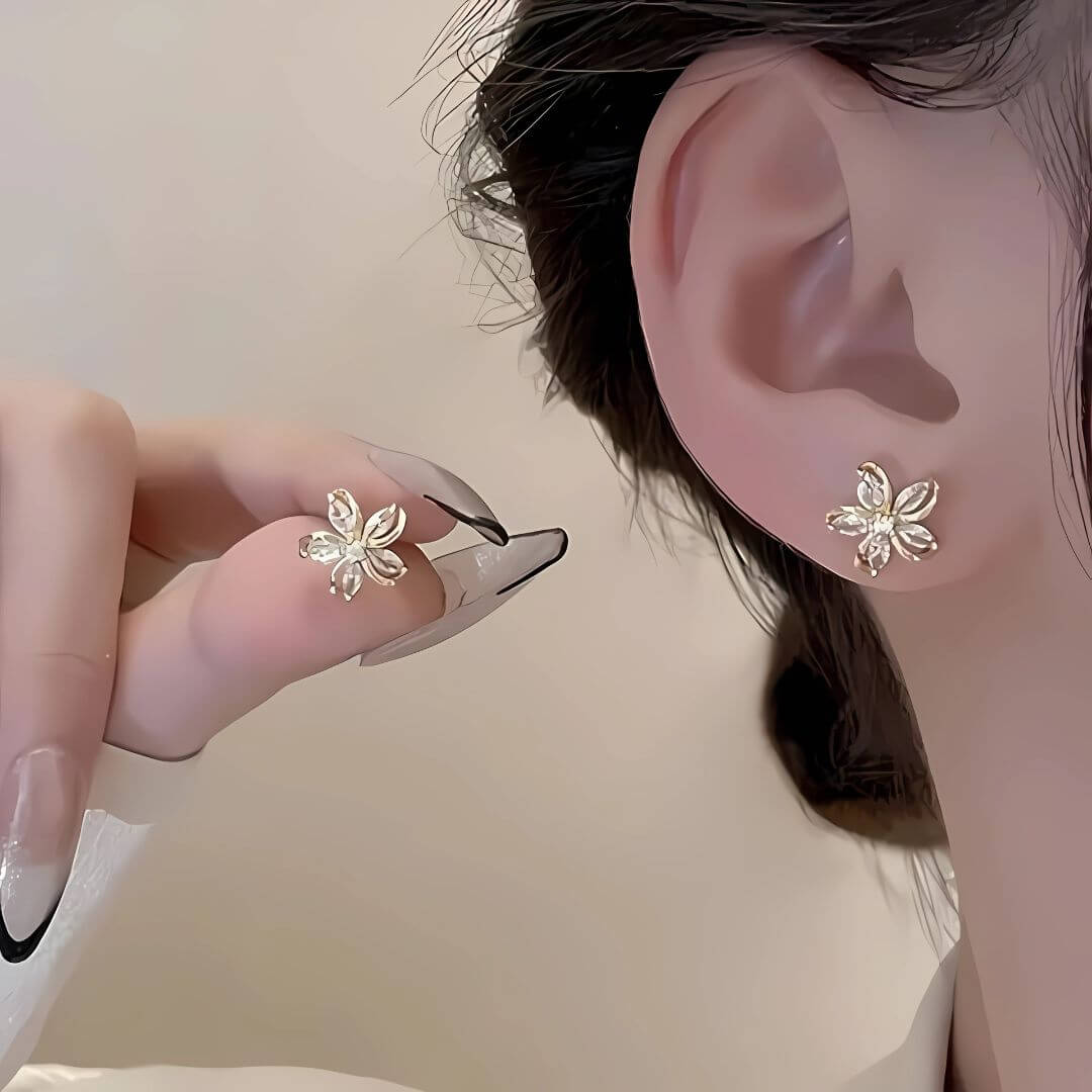 Crystal Flower Stud Earrings Women - Diane Jewelry