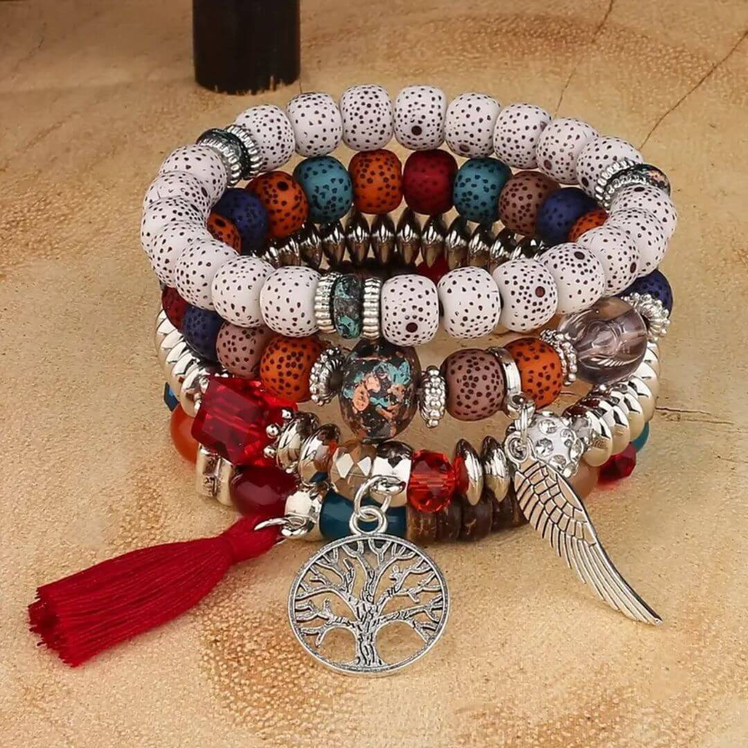Boho Beaded Charm Bracelet Set - Diane Jewelry