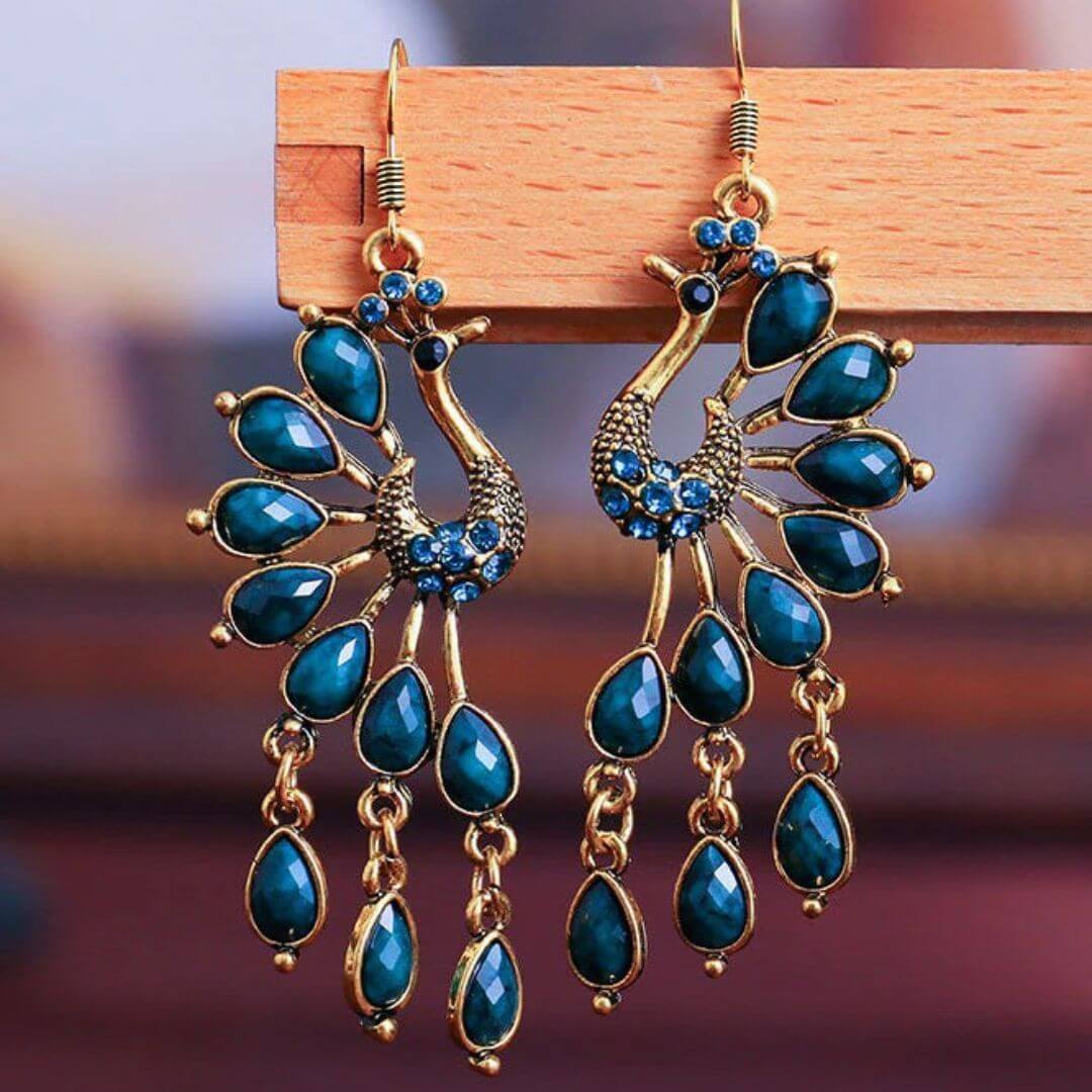 Colorful Peacock Boho Dangle Earrings - Diane Jewelry