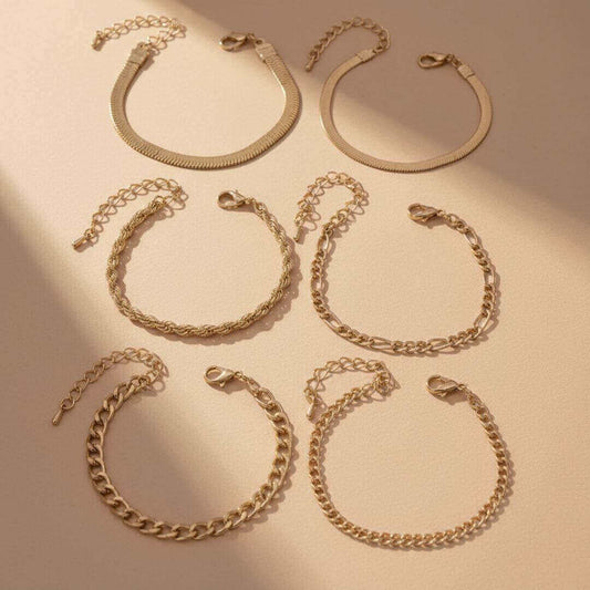 Gold Chain Stackable Bracelet Set Emma & Noah Jewelry