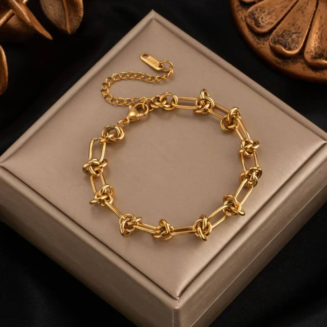 Gold Knot Chain Link Bracelet - Diane Jewelry