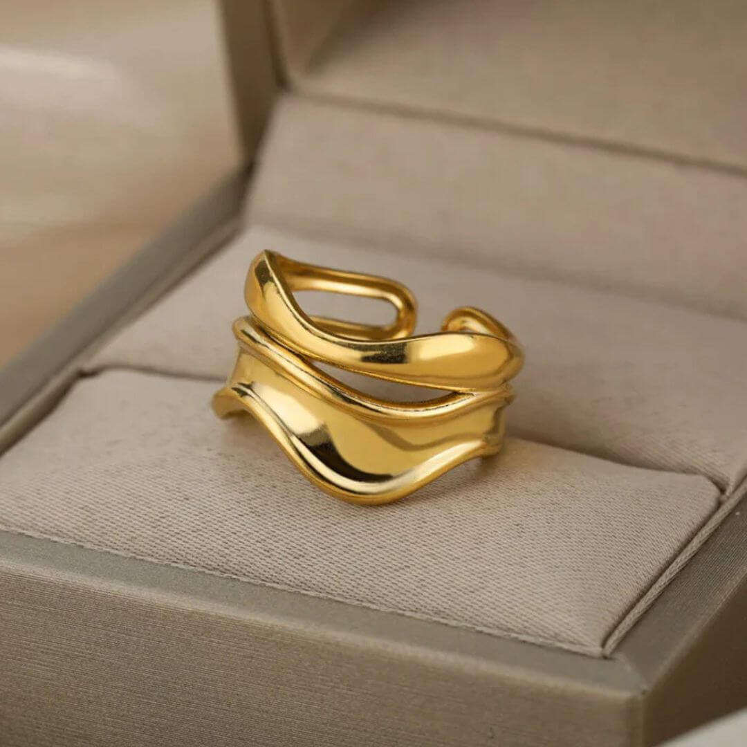 Gold Chunky Wavy Statement Ring - Diane Jewelry