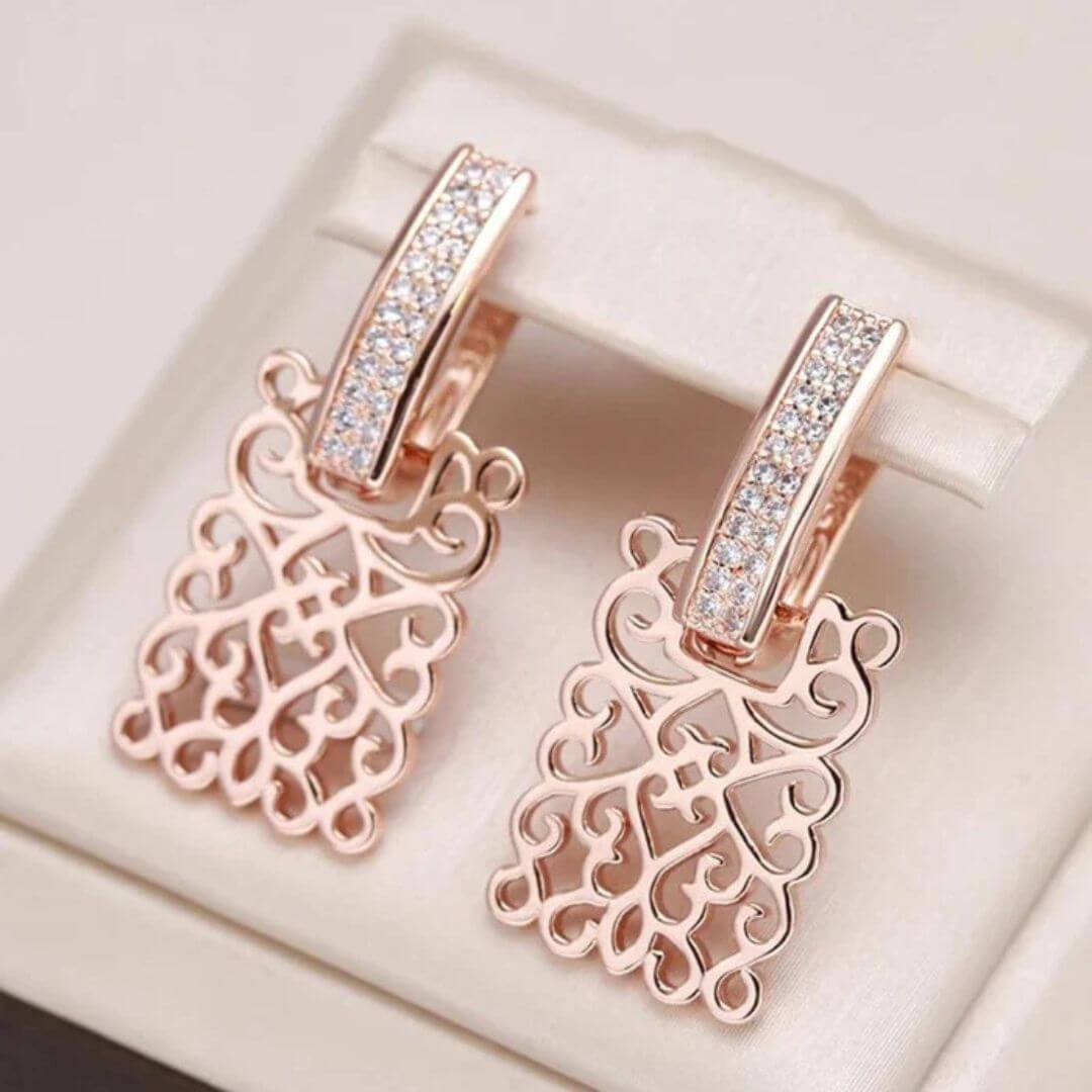 Rose Gold Dangle Earrings Women - Diane Jewelry