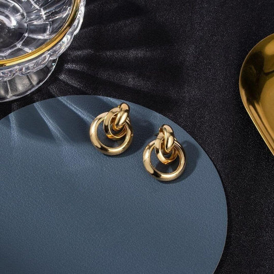 Chunky Gold Interlocking Hoop Earrings - Diane Jewelry