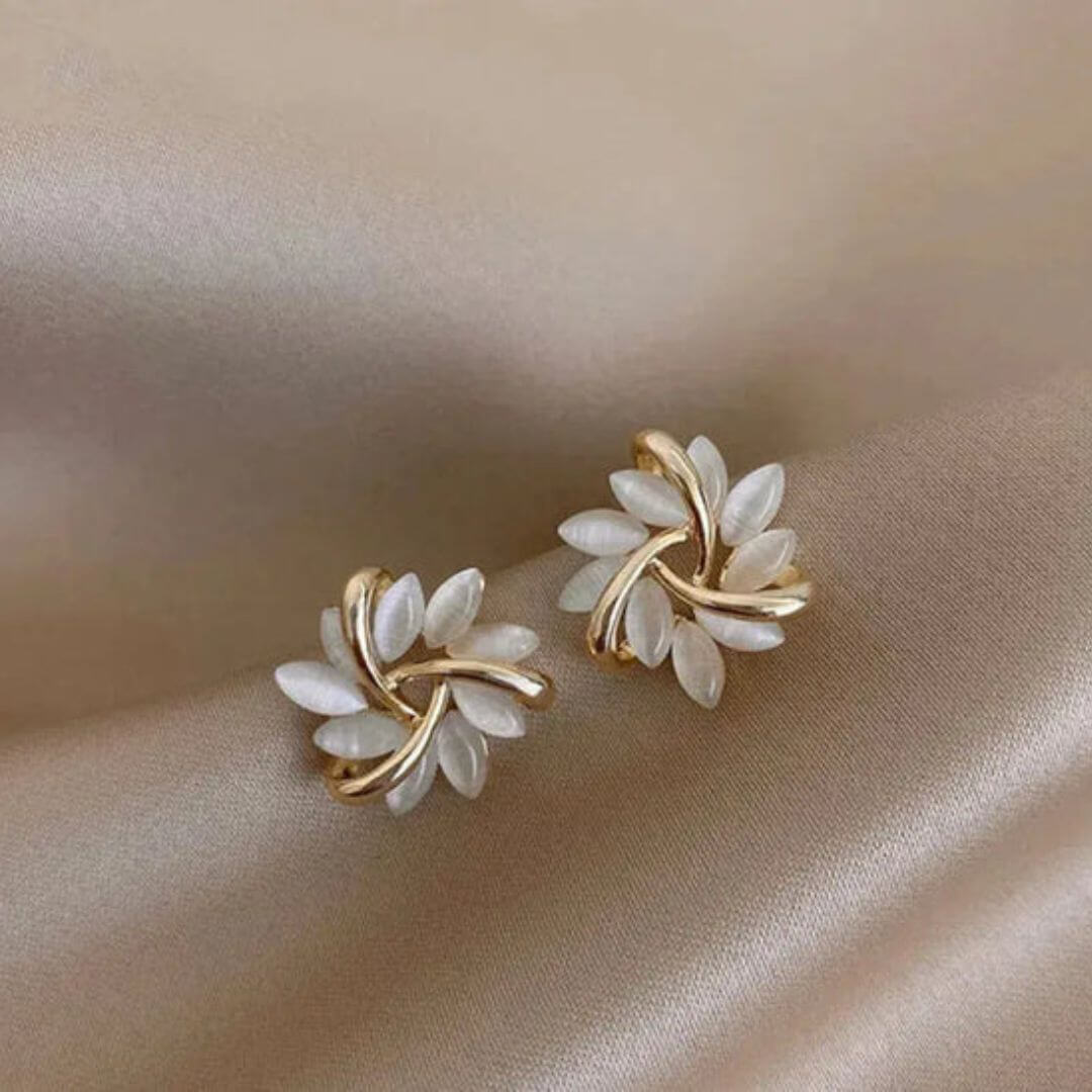 Floral Leaf Stud Twist Earrings Diane Jewelry