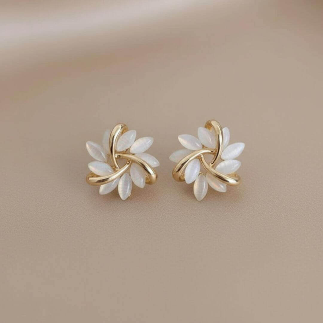 Floral Leaf Stud Twist Earrings Emma & Noah Jewelry