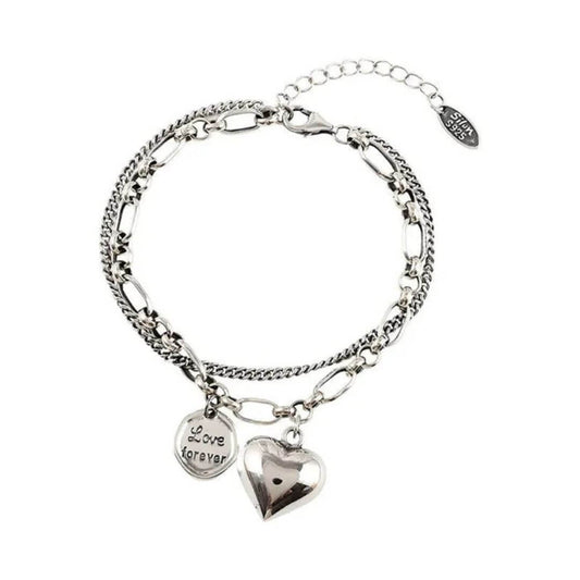 Silver Chain Love Charm Bracelet - Diane Jewelry