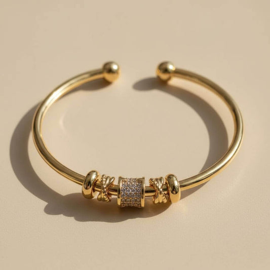 Gold Charm Beaded Cuff Bracelet Emma & Noah Jewelry
