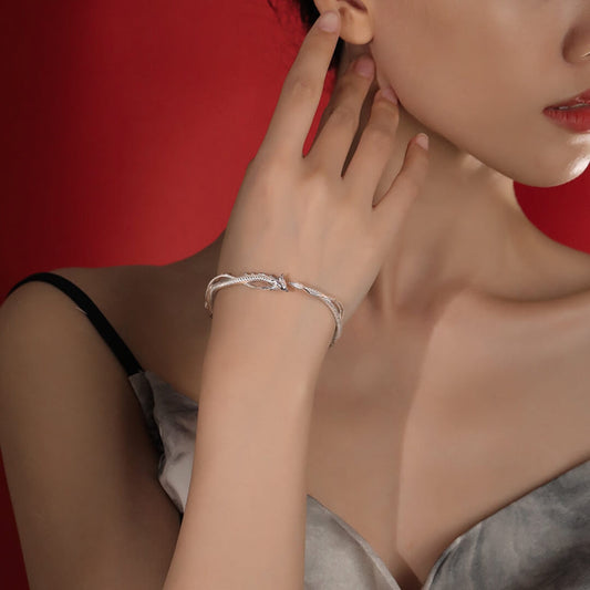 Silver Dragon Open Cuff Bracelet - Diane Jewelry