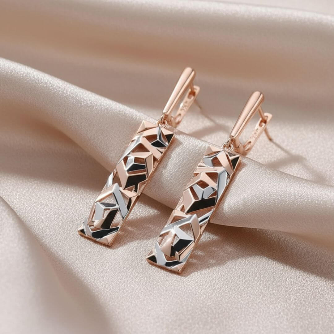 Geometric Gold Silver Drop Earrings Emma & Noah Jewelry