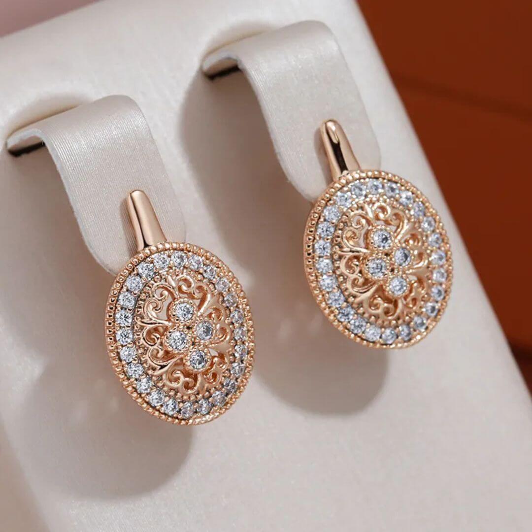 Vintage Rose Gold Crystal Earrings - Diane Jewelry