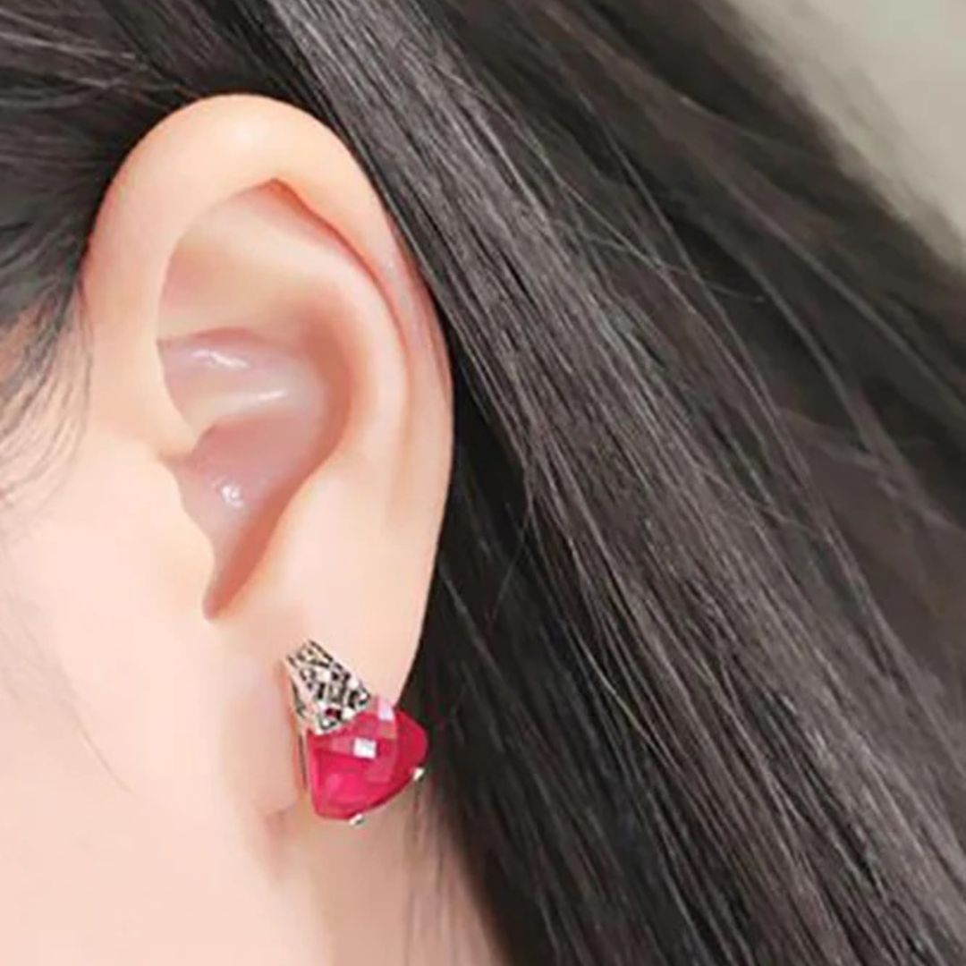 Red Gem Vintage Stud Earrings - Diane Jewelry