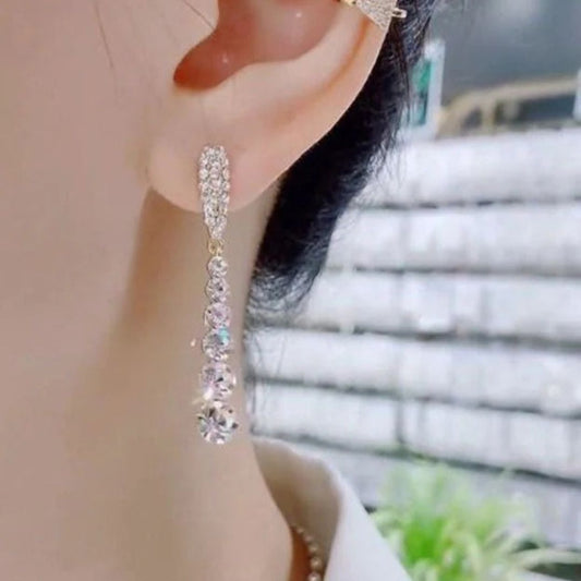 Crystal Rhinestone Gold Drop Earrings - Diane Jewelry