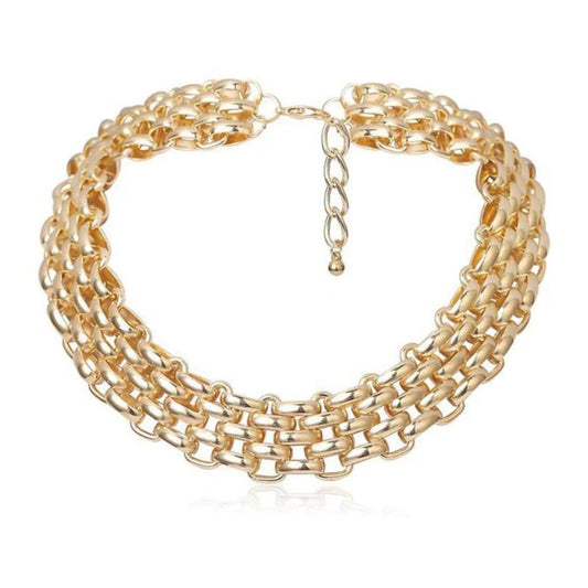 Silver Chain Layered Choker Necklace - Diane Jewelry