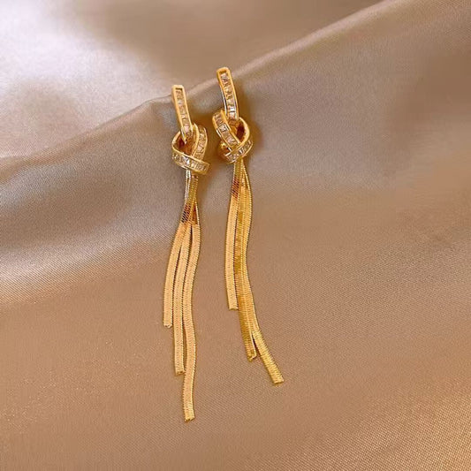 Silver Knot Tassel Drop Earrings - Diane Jewelry
