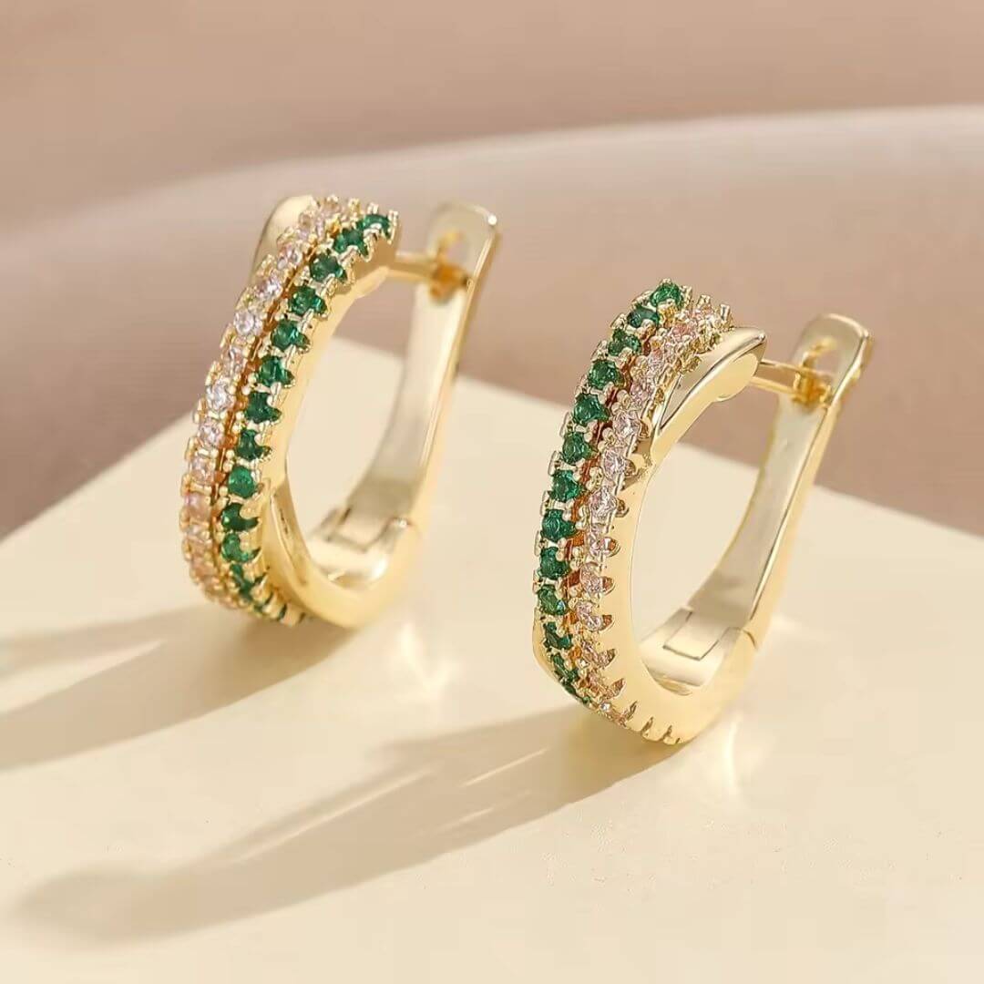 Sparkly Black Crystal Hoop Earrings - Diane Jewelry