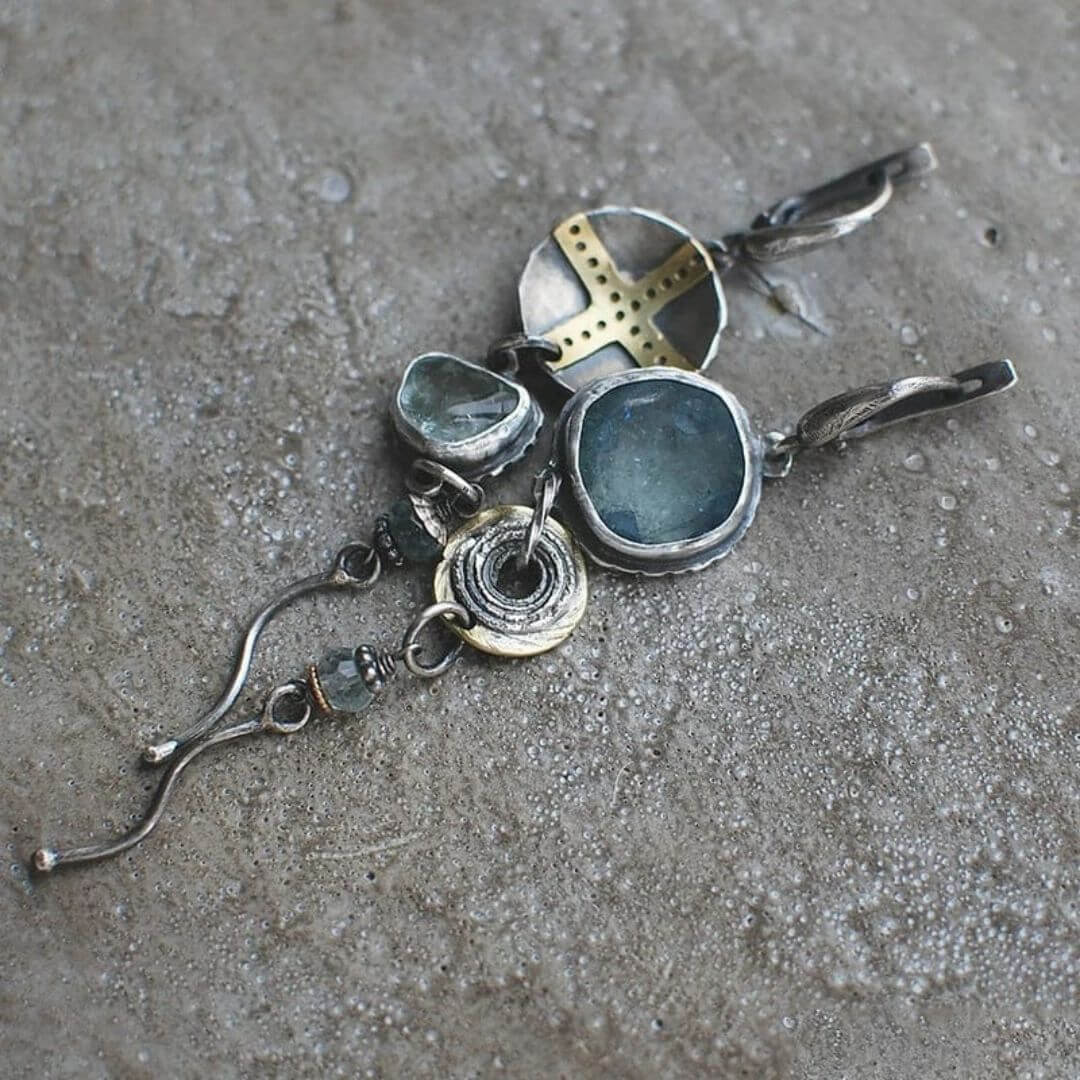 Artisan Mixed Metal Dangle Earrings - Diane Jewelry