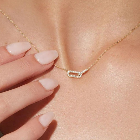 Gold Link Chain Pendant Necklace - Diane Jewelry