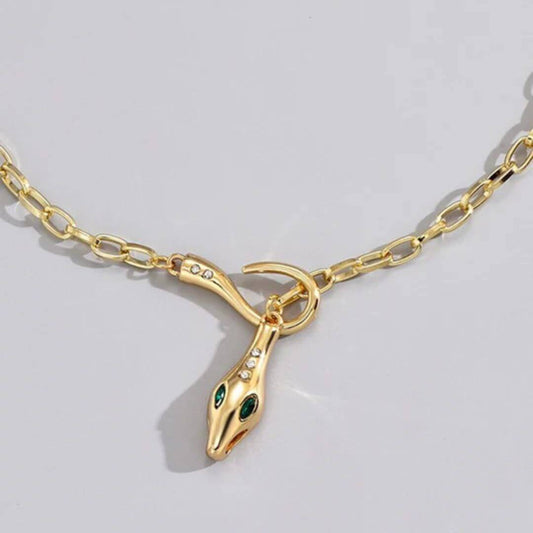 Gold Snake Pendant Chain Necklace - Diane Jewelry