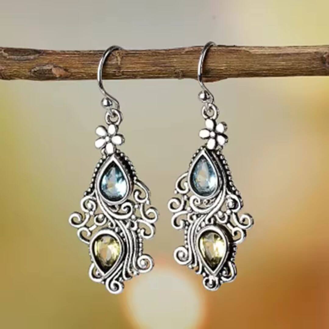 Boho Filigree Crystal Dangle Earrings - Diane Jewelry