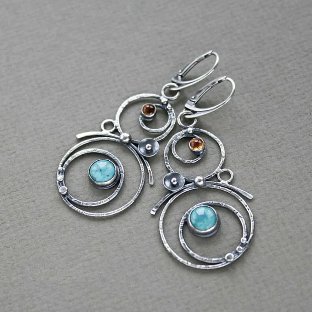 Boho Turquoise Artisan Drop Earrings - Diane Jewelry