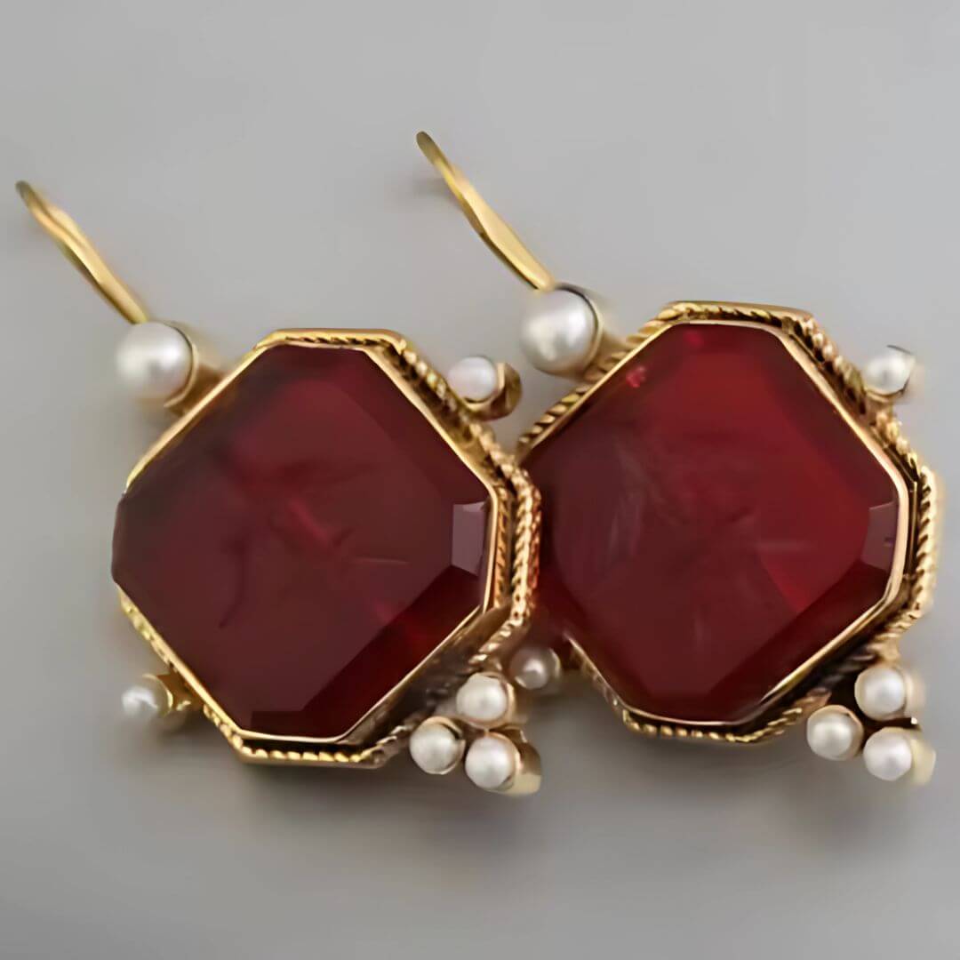 Vintage Green Square Drop Earrings - Diane Jewelry