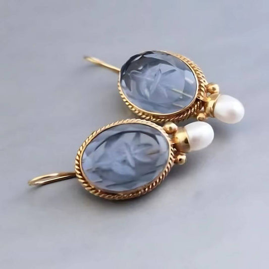 Green Pearl Round Drop Earrings - Diane Jewelry